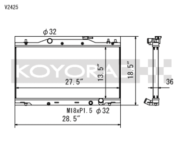 Koyo 02-06 Acura RSX Base/Type-S (MT) Radiator (Req. Non-OEM Rad. Cap) - Bull Strap