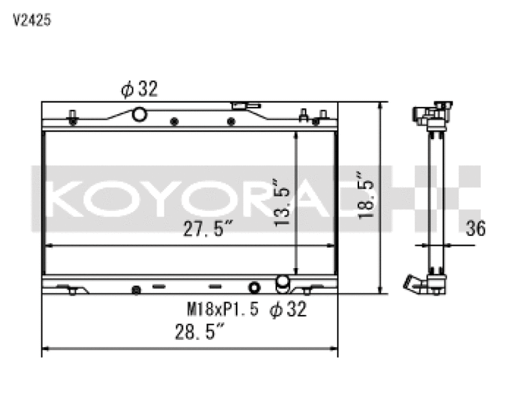 Koyo 02-06 Acura RSX Base/Type-S (MT) Radiator (Req. Non-OEM Rad. Cap) - Bull Strap