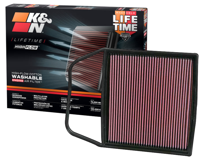 K&N 06-09 BMW 135/335/535 Drop In Air Filter - Bull Strap