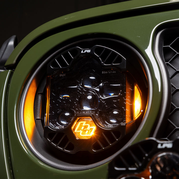 Baja Designs 18-25 Jeep Wrangler JL / 20-25 Gladiator JT DOT LP6 LED Headlight Kit - Amber - Bull Strap