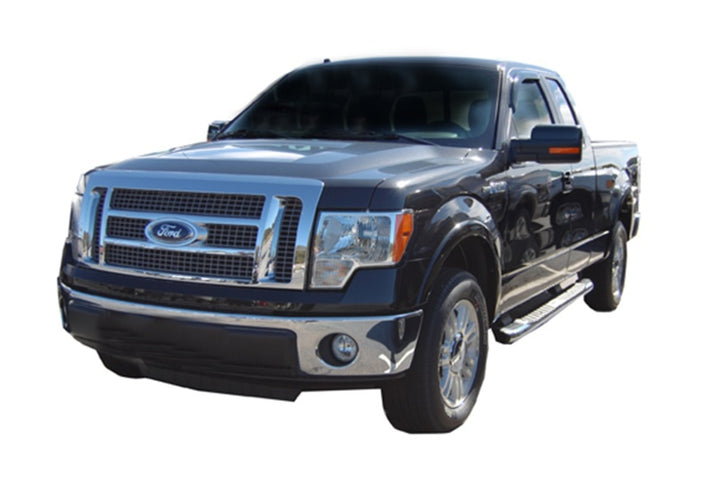 AVS 09-14 Ford F-150 Standard Cab Ventvisor Outside Mount Window Deflectors 2pc - Smoke - Bull Strap