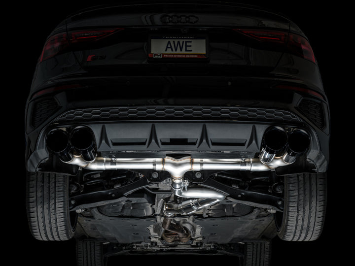 AWE 22-24 Audi 8Y S3 Track Edition Exhaust  - Diamond Black Tips - Bull Strap