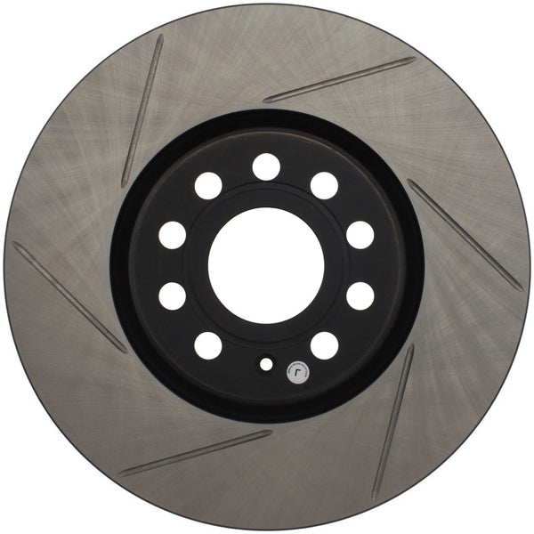 StopTech Power Slot 06-10 Audi A3 / 08-10 TT / 06-09 VW GTI Mlk V/Passat Right Front Slotted Rotor - Bull Strap