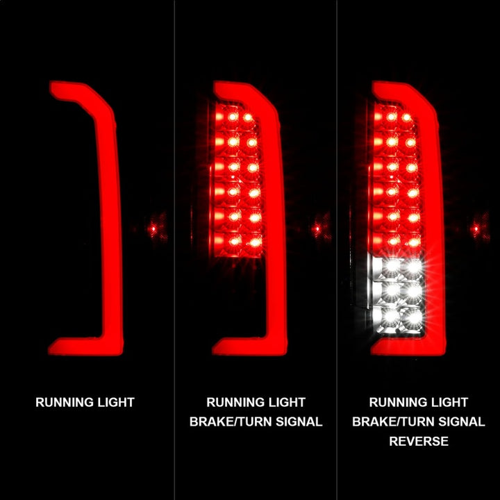 ANZO 15-21 Chevrolet Colorado Full LED Tail Lights w/ Red Lightbar Black Housing Clear Lens - Bull Strap