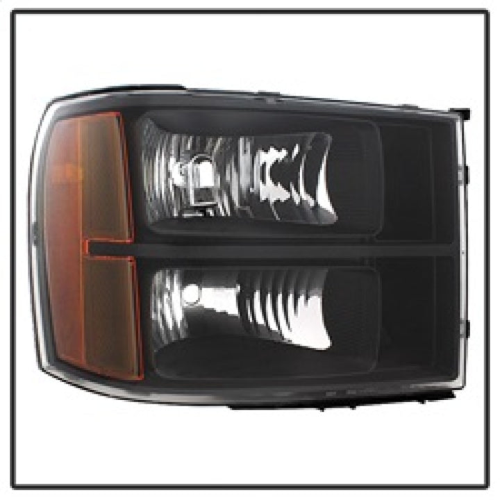 xTune GMC Sierra 07-13 Crystal Headlights Black HD-JH-GSIE07-AM-BK - Bull Strap