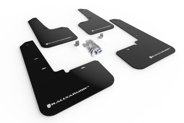 Rally Armor 20-25 Subaru Outback Black UR Mud Flap w/White Logo - Bull Strap