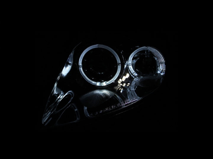 ANZO 2000-2005 Mitsubishi Eclipse Projector Headlights w/ Halo Black - Bull Strap