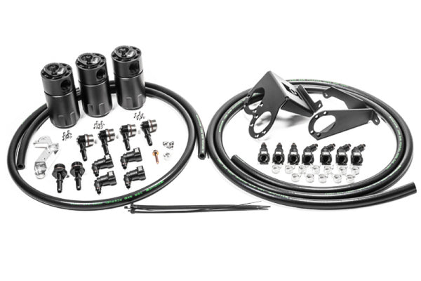 Radium 14-19 Chevrolet Corvette LT1 CCV Fluid Lock Triple Catch Can Kit - Bull Strap