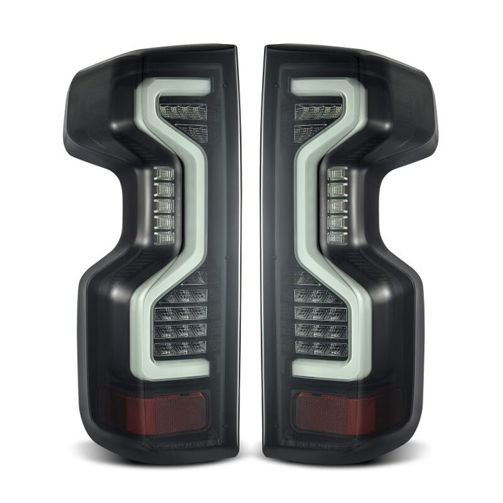 AlphaRex 19-23 Chevrolet Silverado 1500/2500HD/3500HD PRO-Series LED Tail Lights Jet Black - Bull Strap