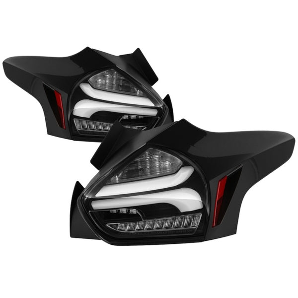 Spyder 15-17 Ford Focus Hatchback LED Tail Lights w/Indicator/Reverse - Black (ALT-YD-FF155D-LED-BK) - Bull Strap