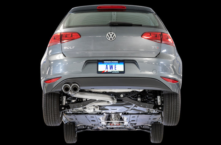 AWE Tuning VW MK7 Golf 1.8T Track Edition Exhaust w/Chrome Silver Tips (90mm) - Bull Strap