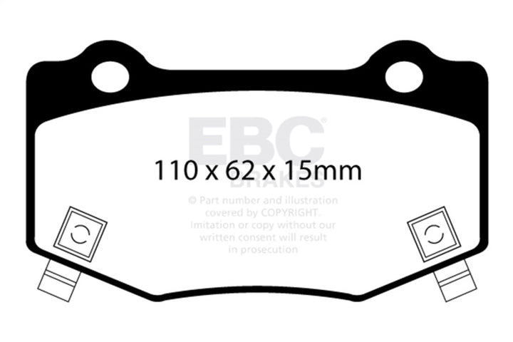 EBC 16+ Cadillac ATS-V 3.6 Twin Turbo Redstuff Rear Brake Pads - Bull Strap