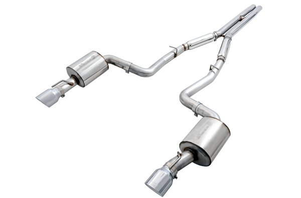 AWE Tuning 2015+ Dodge Charger 6.4L/6.2L SC Non-Resonated Touring Edition Exhaust - Silver Tips - Bull Strap