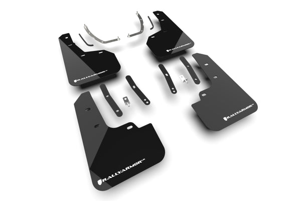 Rally Armor 2025+ Hyundai Tucson (Excl. ICE & XRT) Black UR Mud Flap w/ White Logo - Bull Strap
