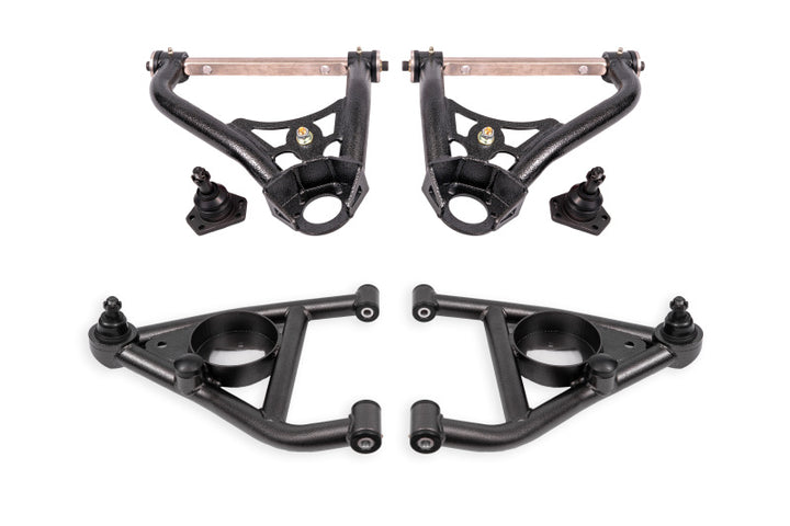 BMR 67-69 GM F-Body / 68-74 X-Body Non-Adj. Upper & Lower A-Arms (Polyurethane) - Black Hammertone - Bull Strap