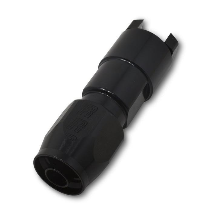 Russell Performance 3/8in SAE Quick Disc Female to -6 Hose Black Straight Hose End - Bull Strap