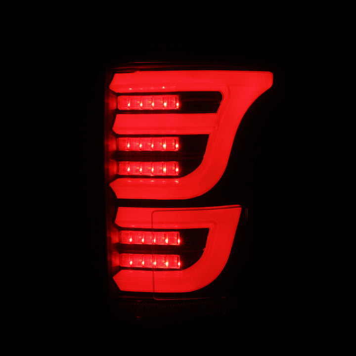 AlphaRex 15-20 Ford F150 Luxx-Series LED Tail Lights Alpha-Black - Bull Strap