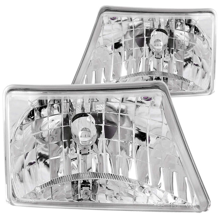 ANZO 1998-2000 Ford Ranger Crystal Headlights Chrome - Bull Strap