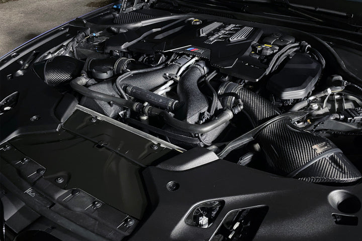 CSF 16-21 BMW M5 (F90) / 17-21 BMW M8 (F91/F92/F93) Twin Charge-Air-Cooler Set - Crinkle Black - Bull Strap