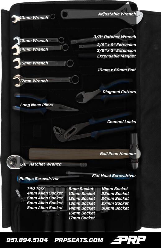 PRP Kawasaki KRX Roll Up Tool Bag w/ 35pc Tool Kit - Bull Strap