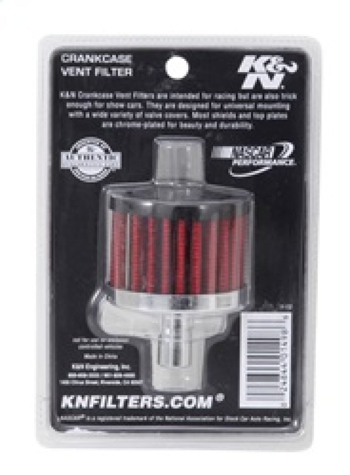 K&N Steel Base Crankcase Vent Filter .5in Vent OD x 2in OD x 1.5in Height - Bull Strap