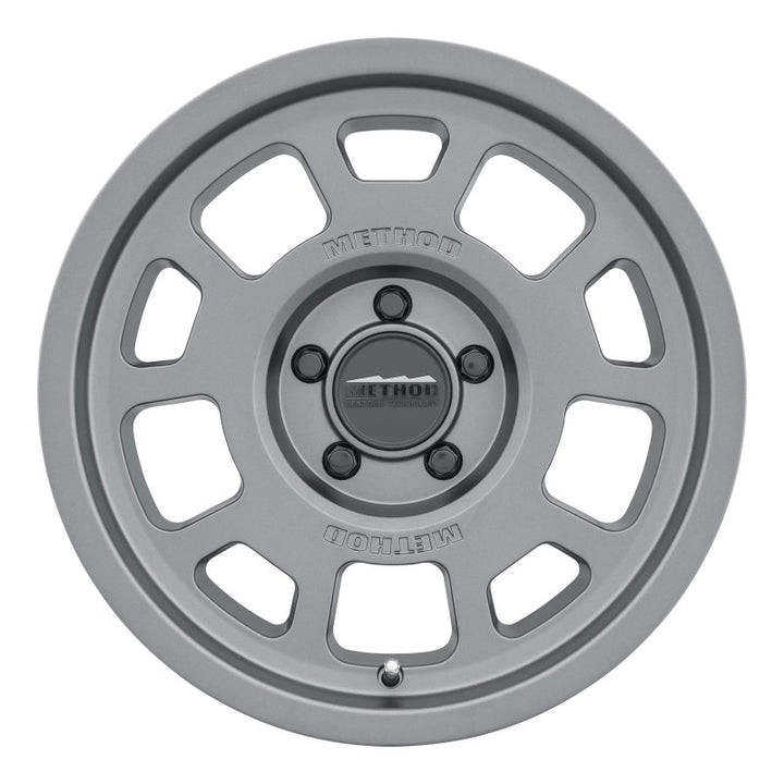 Method MR705 17x8.5 0mm Offset 5x5 71.5mm CB Titanium Wheel - Bull Strap