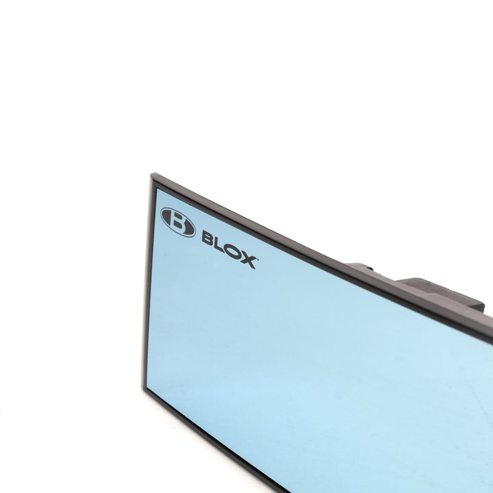 BLOX Racing 290mm Convex Mirror Black Frame Blue Tint - Bull Strap