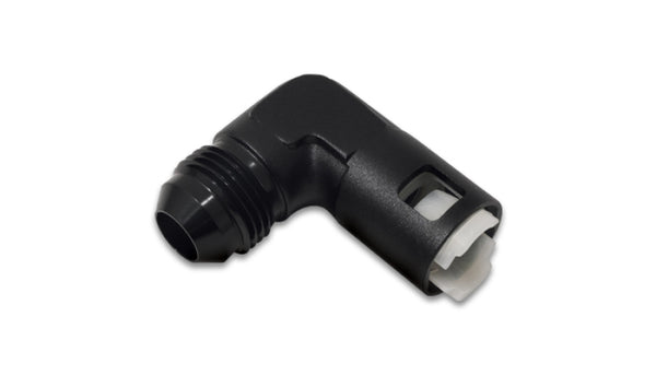 Vibrant 90 Degree Aluminum AN to Female Quick Connect -8AN - 0.375in Hose Size - Bull Strap