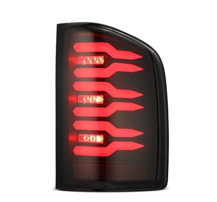 AlphaRex 07-14 Chevrolet Silverado 1500/2500HD/3500HD Luxx-Series LED Tail Lights Blk w/Smoked Lens - Bull Strap