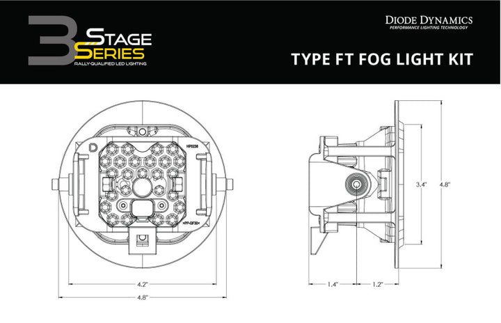 Diode Dynamics SS3 Sport Type FT Kit ABL - Yellow SAE Fog - Bull Strap