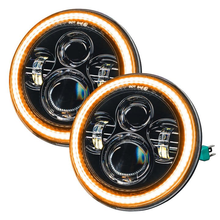 Oracle 07-18 Jeep Wrangler JK Switchback LED Halo Headlights - Amber/White - Switchback - Bull Strap