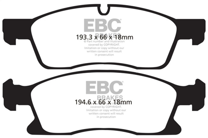 EBC 11+ Dodge Durango 3.6 Greenstuff Front Brake Pads - Bull Strap