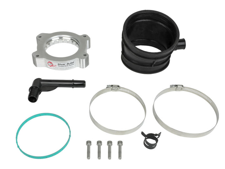 aFe 2020 Vette C8 Silver Bullet Aluminum Throttle Body Spacer Works w/ Factory Intake Only - Silver - Bull Strap