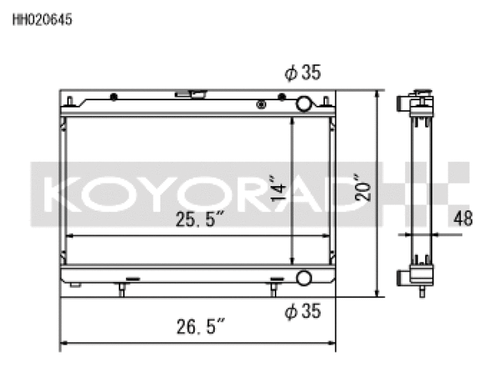 Koyo 95-98 Nissan 240SX S14 2.4L KA24DE (MT) Radiator - Bull Strap