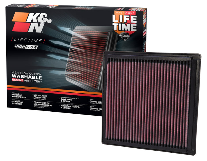 K&N Replacement Air Filter DODGE DURANGO 04-09 / CHRYSLER ASPEN 07-09 - Bull Strap