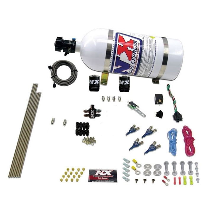 Nitrous Express 4 Cyl Gasoline EFI Nitrous Kit (50-250HP) w/10lb Bottle - Bull Strap