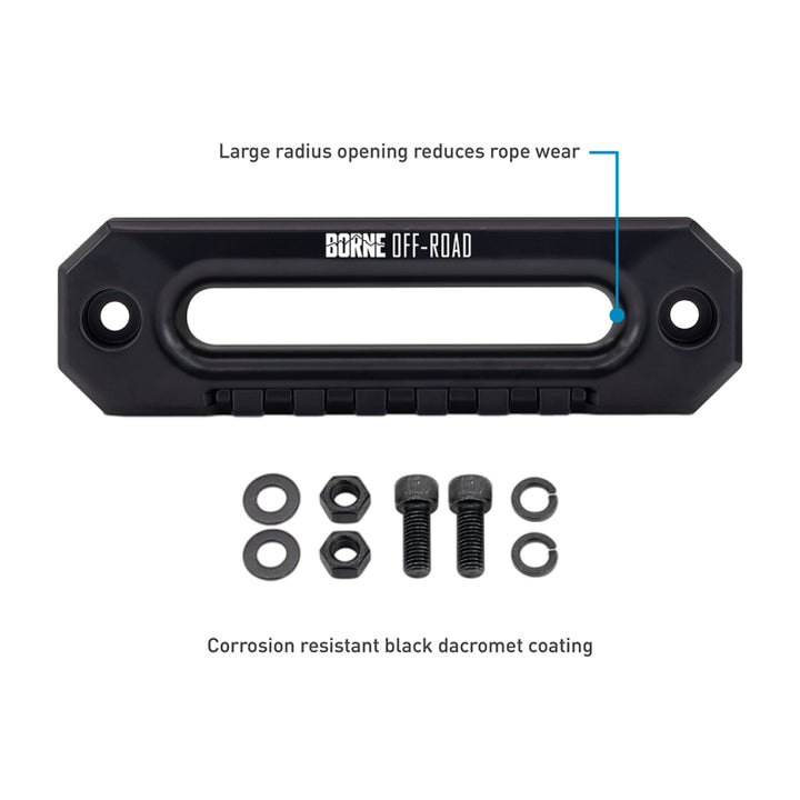 Borne Off-Road 10K Winch - Orange Synthetic Rope - Bull Strap