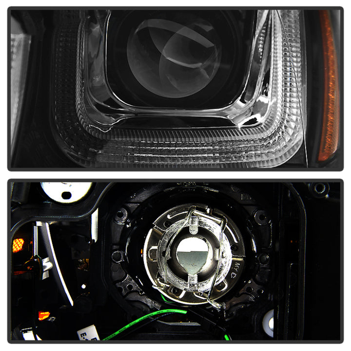 Spyder Volkswagen Golf VII 14-16 Projector Headlights DRL LED Red Stripe Blk PRO-YD-VG15-RED-DRL-BK - Bull Strap