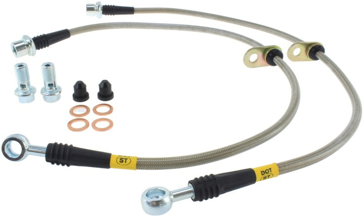 StopTech 00-05 Celica GT & GT-S/05-08 Scion tC Front Stainless Steel Brake Lines - Bull Strap