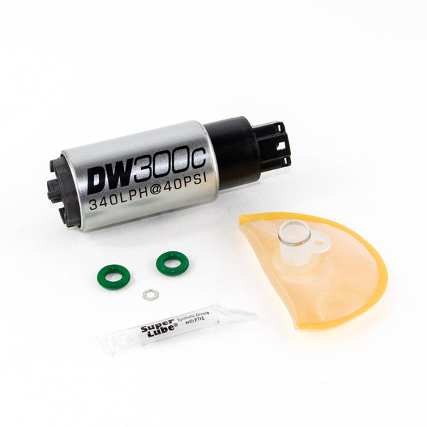 DeatschWerks 340lph DW300C Compact Fuel Pump w/ 06-11 Civic Set Up Kit (w/o Mounting Clips) - Bull Strap