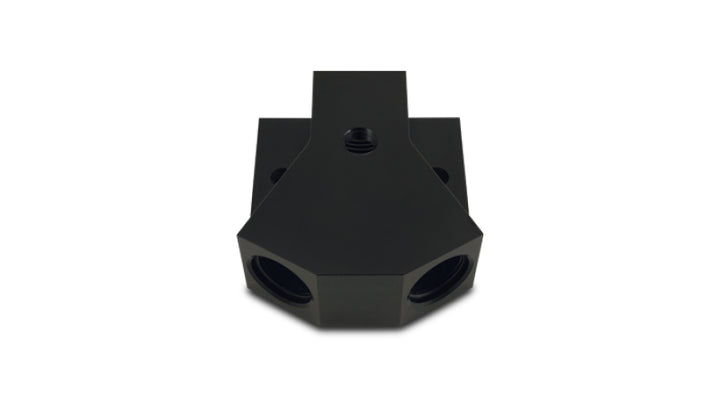 Vibrant Billet Aluminum Y-Block Fitting with 1/8in NPT Port -10AN x Dual -8AN ORB - Bull Strap