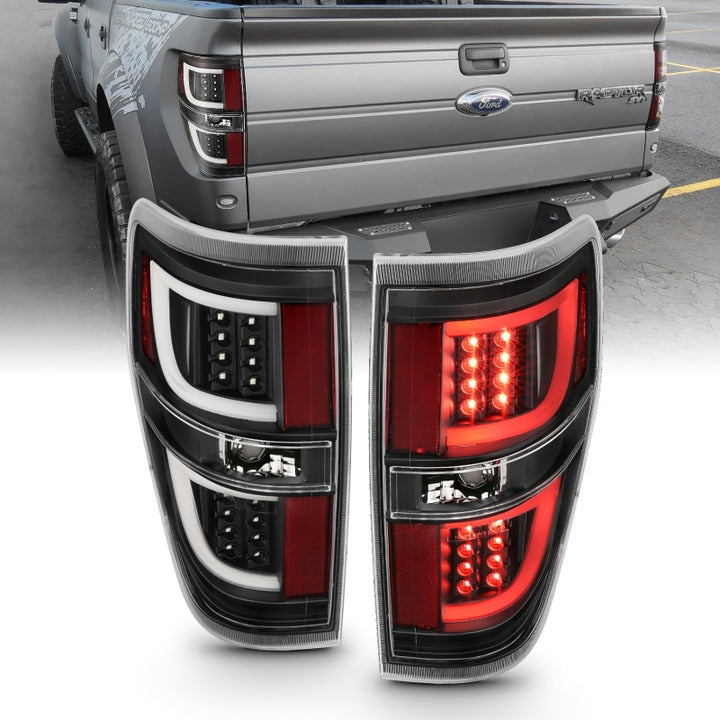 ANZO 2009-2013 Ford F-150 LED Taillights Black - Bull Strap