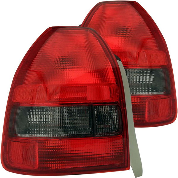 ANZO 1996-2000 Honda Civic Taillights Red/Smoke - Bull Strap