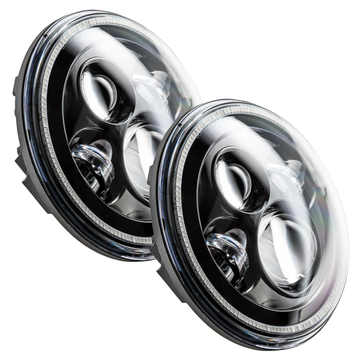 Oracle 7in High Powered LED Headlights - Black Bezel - White - Bull Strap