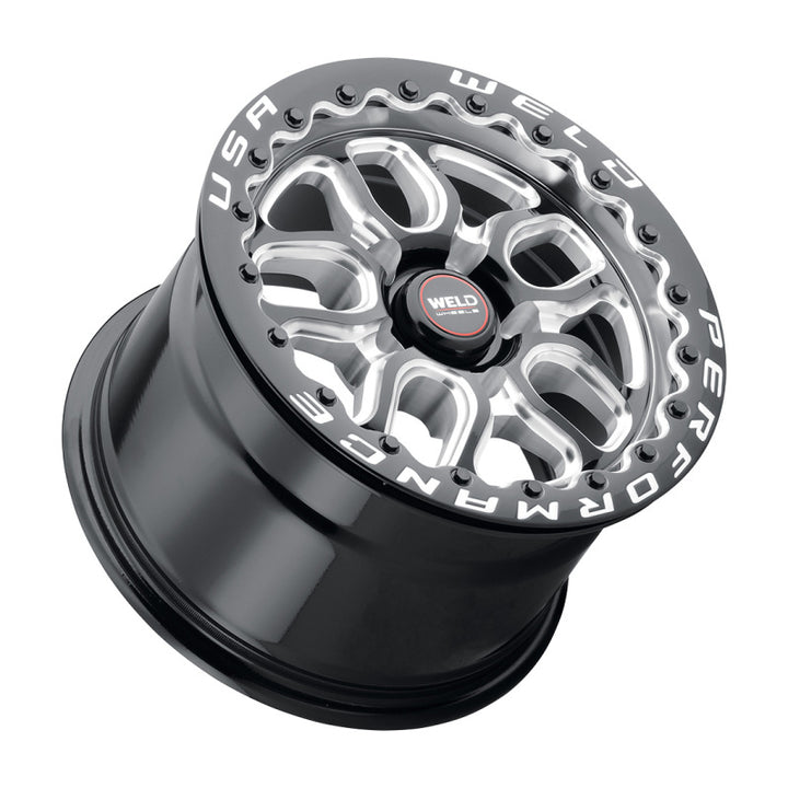 Weld S907 15X10 Laguna Beadlock 5X114.3 ET25 BS6.5 Gloss Black MIL Dia 78.1 - Bull Strap