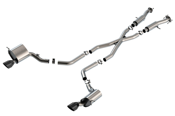 Borla 15-21 Jeep Grand Cherokee SRT 6.4L V8 AWD ATAK Cat-Back Exhaust System - Black Tips T-304SS - Bull Strap