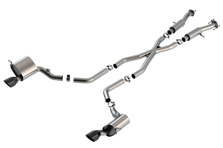 Borla 15-21 Jeep Grand Cherokee SRT 6.4L V8 AWD ATAK Cat-Back Exhaust System - Black Tips T-304SS - Bull Strap