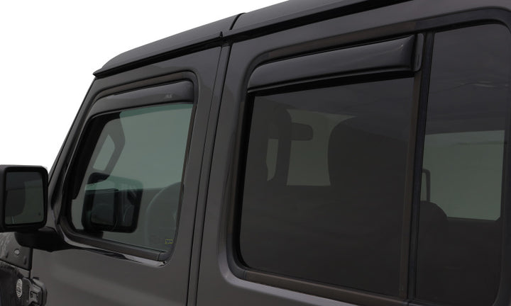 AVS 07-18 Jeep Wrangler Unlimited Ventvisor In-Channel Front & Rear Window Deflectors 4pc - Smoke - Bull Strap