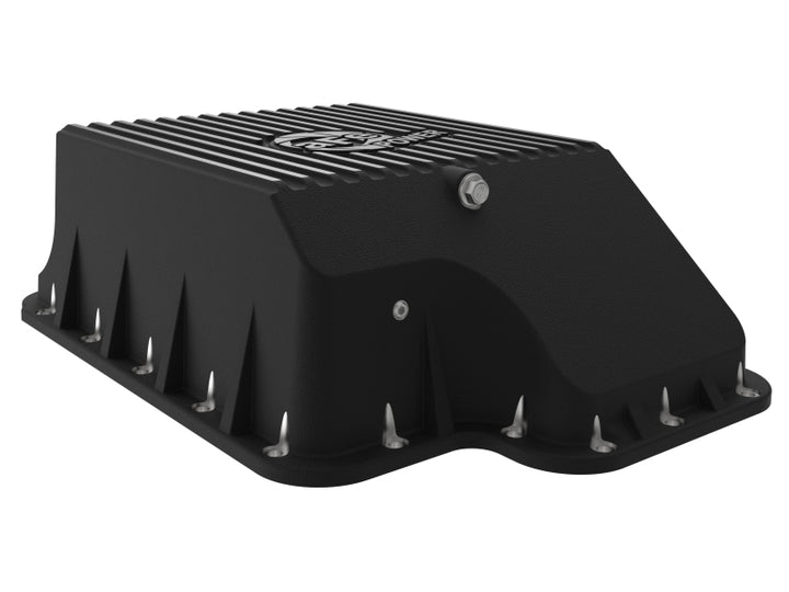 aFe Transmission Pan (Black); Ford Diesel Trucks 03-10 V8-6.0/6.4L (td) - Bull Strap
