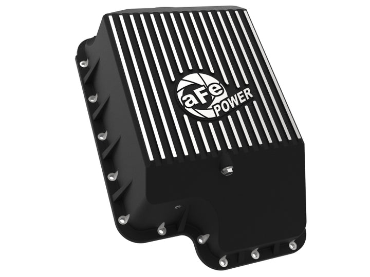 aFe Transmission Pan (Black); Ford Diesel Trucks 03-10 V8-6.0/6.4L (td) - Bull Strap
